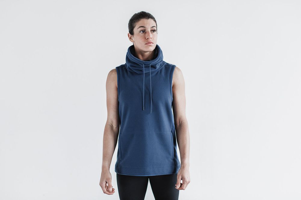 NOBULL Women's Arctic Cowl Sleeveless - Steel Blue - Ireland (4379SYBQT)